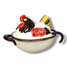 Vintage Metlox Poppytrail Hen Rooster Large Soup Tureen Bowl With Ladle  - £192.40 GBP