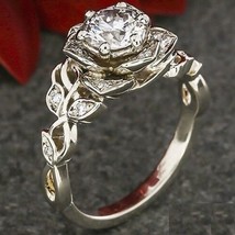 2CT Simulé Diamant Solitaire Fiançailles Vintage Bague Fleur Argent Sterling - £107.71 GBP