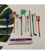 Vintage Restaurant Swizzle Sticks Cocktail Stir Bar Palm Tree Clown Rooster - $14.84
