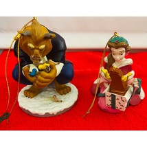 Vintage Grolier Disney Beauty And The Beast Belle &amp; Beast Christmas Ornaments - £27.68 GBP