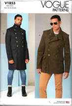 Vogue R11244 Mens Lined Double Breasted Coat 34 to 40 Uncut Sewing Pattern - £15.45 GBP