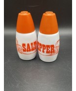 VintageMilk Glass  Orange Mushroom Salt and Pepper Shakers Westinghouse ... - £17.29 GBP