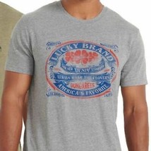 Lucky Men’s Graphic Tee XL Gray with Weathered Look Vintage Blue Red Logo NWT - £15.60 GBP