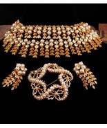 Vintage Signed cleopatra Parure - Choker necklace - rhinestone pearl bra... - £119.46 GBP