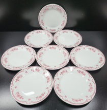 (8) Shenango Chardon Rose Red Salad Plates Set Heavy Diner Restaurant Ware Lot - £63.28 GBP