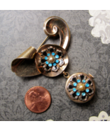 Vintage 12KT 12K Goldfilled Blue Black Enamel RETRO 1940s Pin Brooch Wyl... - £98.41 GBP