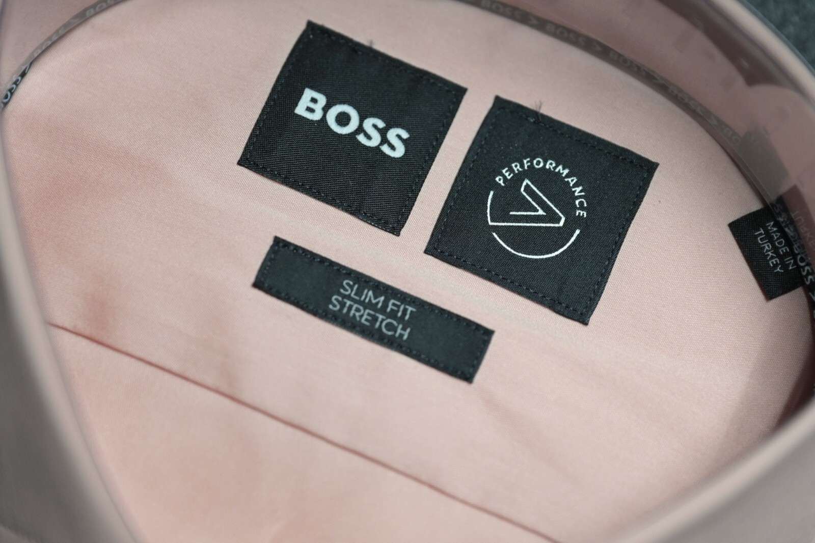 HUGO BOSS Herren Unebener Slim Fit Performance Stretch Cotton Rosa Kleid Hemd 41 Item image 3
