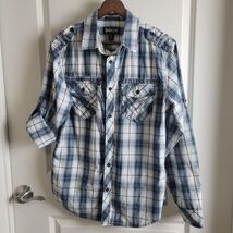 Helix Shirt Mens S Roll Camp Sleeve Lightweight Plaid Adult Button Front... - $14.10