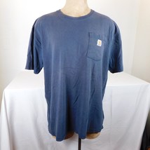 Carhartt Shirt Mens XL Blue Tall Short Sleeve Round Neck Logo Cotton Kni... - $9.75