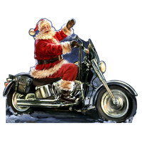 Christmas Santa Motorcycle Yard Sign Decoration Holiday Dona Gelsinger Holiday - £32.54 GBP