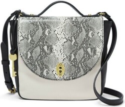 Fossil Vintage Classic Crossbody Black Leather Snake White SHB2357063 NWT FS - £55.25 GBP