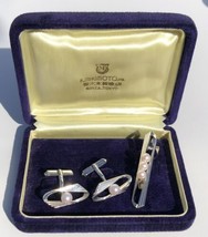 K Mikimoto Silver Cufflinks Akoya Pearl Tie Bar Cuff link Set - £108.51 GBP