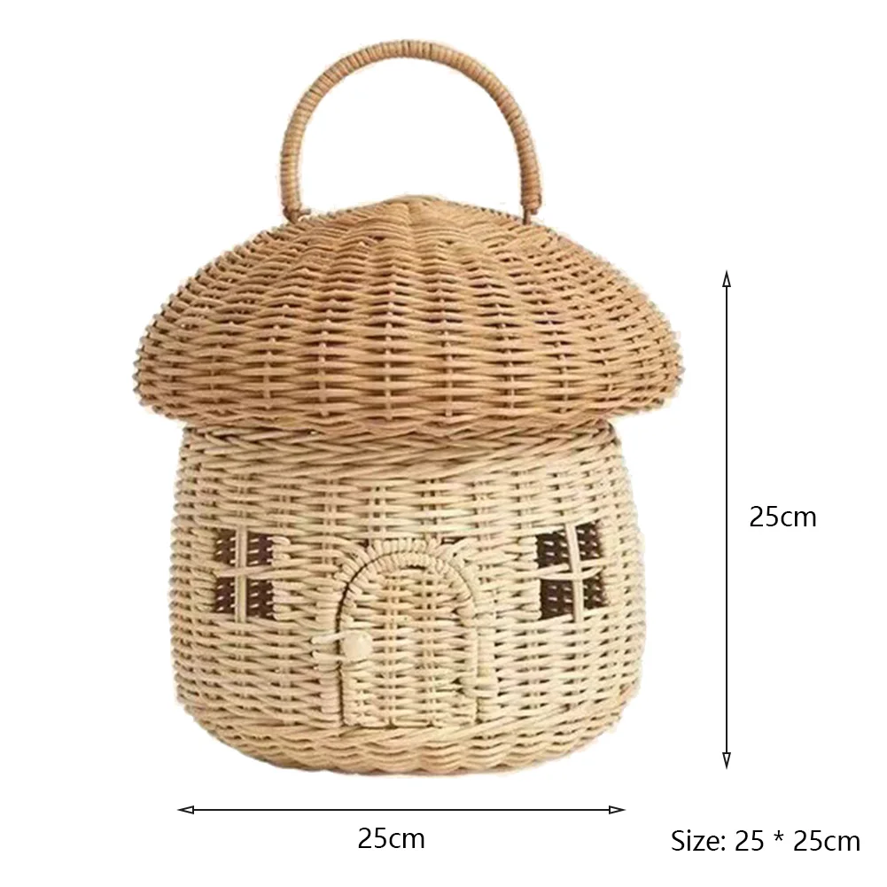 Vintage Handmade Rattan Weaven Mushroom House Kids Room Decoration Nordic Childr - $182.77