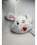 Bunny Rabbit Kiss Heart Plush Pillow 19 x17 Inches - £19.75 GBP
