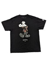 Disney Collection By Neff Mickey Mouse Flowers/Stars Black T-Shirt Size XL - $12.35