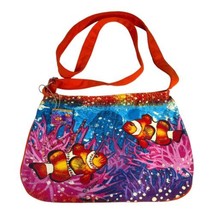 Messina Clownfish Nemo Tropical Fish Bead Shoulder Handbag Canvas Crossb... - $46.74