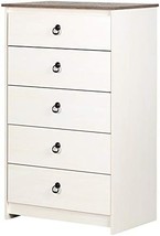 South Shore Plenny 5-Drawer Chest, White Wash And Weathered Oak - £187.74 GBP