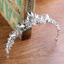  sparking wedding bridal crown gorgeous rhinestone flower hair band tiara headba - £12.07 GBP