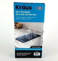Kraus Self-Draining Silicone Drying Mat Cyan Blue Hot Plate 14 3/4 x 8 x 1/2&quot; - £7.10 GBP