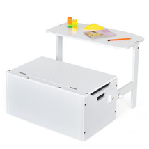 Wood 3-In-1 Kids Convertible Storage Bench Activity Table And Chair Set - £102.22 GBP