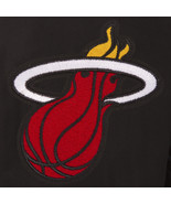 NBA Miami Heat Wool Leather Reversible Jacket Front Patch Logos Black - £173.82 GBP
