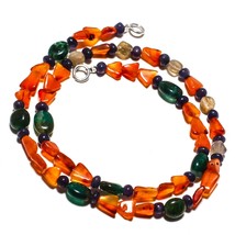 Moss Agate Natural Gemstone Beads Jewelry Necklace 17&quot; 78 Ct. KB-414 - £8.58 GBP