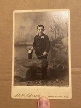 Boy With Cut Tree Logs And Switch: North Topeka, Kansas : Cabinet Card - £18.74 GBP