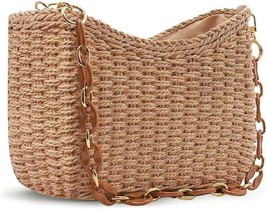 Straw Woven Shoulder Bag for Women Summer Beach Travel Crossbody Handbag... - $44.08