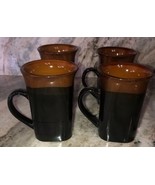 Royal Norfolk Black/Brown Stoneware Coffee Mugs Dinnerware Cups-Set Of 4... - £39.48 GBP