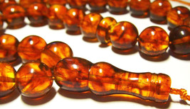 Amber Islamic 33 Prayer beads Natural Baltic Amber pressed tasbih misbaha - $118.80