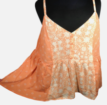 Torrid Plus Size 2X Peach Floral Crinkle Gauze Flowy Oversized Boho Tank - £20.64 GBP