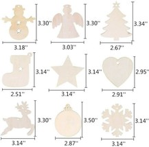 9 Wood Christmas Ornament Blanks Pre-Drilled Holes Wood Burning Tags Set - $7.99
