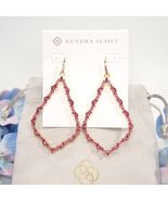 Kendra Scott Sophee Gold Plated Pink Cubic Zirconia Large Drop Earrings NWT - $93.56