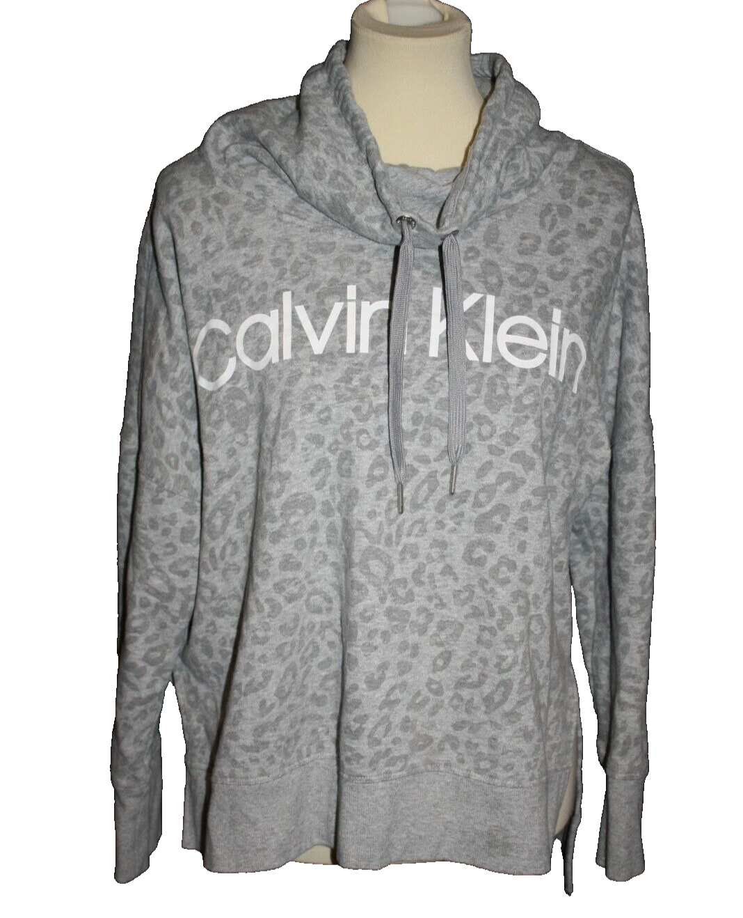 Primary image for Calvin Klein Performance Size Large Grey Camo White Logo Sweatshirt Cowl Neck