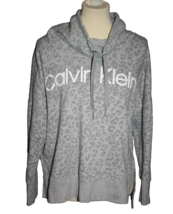 Calvin Klein Performance Size Large Grey Camo White Logo Sweatshirt Cowl Neck - £10.84 GBP