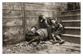 Homeless Children On The Streets Of New York 1888 4X6 Sepia Photo - £8.39 GBP