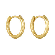 18k Gold Plated Mini Irregular Round Circle Hoop Earrings For Women Jewelry Gift - £36.61 GBP