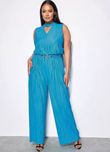 Star Di Julien Macdonald Aqua Plissettato Jersey Tuta UK 10(fm56-11) - $46.71