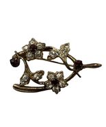 Vintage 1940s Brooch Wishbone Floral Rhinestone Enamel Mid Century Gold ... - $636.03 MXN