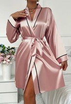 Woman   Pink Silky  Tie Robe - $19.00