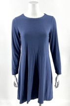 J Jill Wearever Collection Dress Sz Small Petite Blue Solid Long Sleeve Stretch - £31.13 GBP