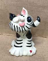 Exhart Black White Striped Tabby Cat With Bouncy Bobble Tail Kitsch Funk... - £15.57 GBP