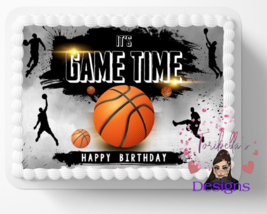 Basketball Theme Edible Image Sports Themed Birthday Edible Cake Topper Decor - £11.92 GBP+