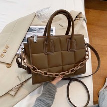 INS Fashion Women Plaid Tote Bag Soft PU Leather Crossbody Female Acrylic Thick  - £28.75 GBP