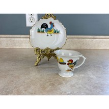 Japan  Demitasse Miniature Crowing Roster Chicken Tea Cup And Saucer Set - $14.84