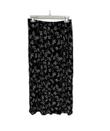 Norton McNaughton Midi Skirt Black Floral Lightweight Elastic Waist Size M - €25,24 EUR