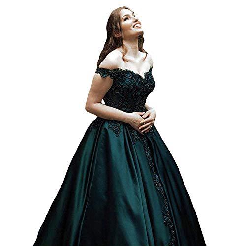 Kivary Beaded Lace Off The Shoulder V Neck Ball Gown Long Prom Evening Dress Tea