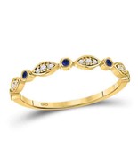 10K Yellow Gold Round 1/10ctw Blue Sapphire Diamond Stackable Band Ring - $866.31 CAD