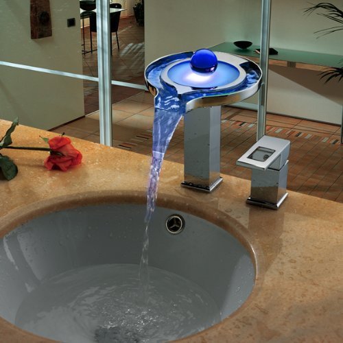 Goodia GS08 Bath Decor Single Handle Waterfall LED Faucet. No Need Batteries.Chr - $217.75