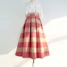 Winter PLAID Midi Skirts Women Woolen Pink Plaid Skirt Outfit Custom Plus  image 4